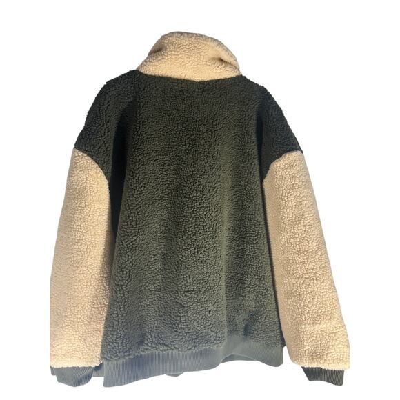 NWOT Daisy Street Curve Khaki & Crème Fleece Bomber Jacket – Size 10 - Picture 2 of 7